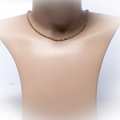 Zilveren ketting gediamateerde balletjes