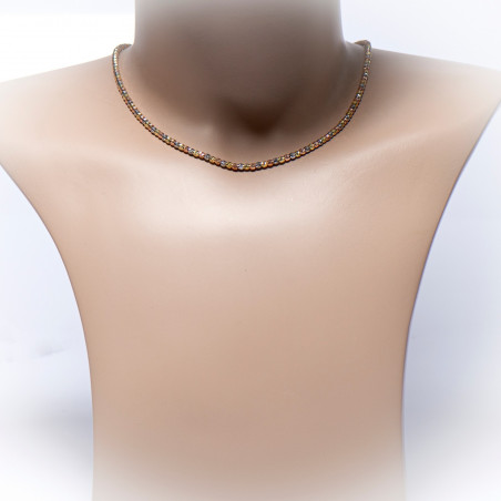 Zilveren ketting gediamateerde balletjes