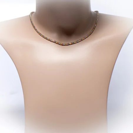 Zilveren ketting gediamateerde balletjes