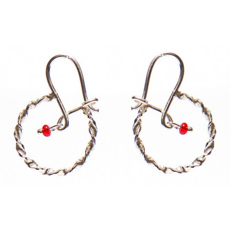 Surinaamse oorbellen klein rond | Surinaamse oorbellen rode kraal