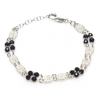 Mattenklopper armband ogri ai zilver | Surinaamse armband zwarte kralen