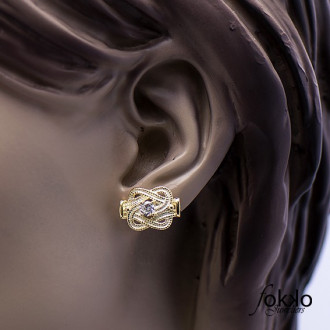 Goedkope gouden mattenklopper oorbellen Swarovski 2