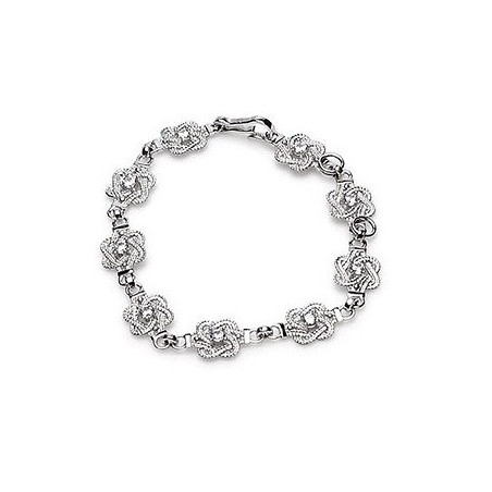 Zilveren mattenklopper armband Swarovski