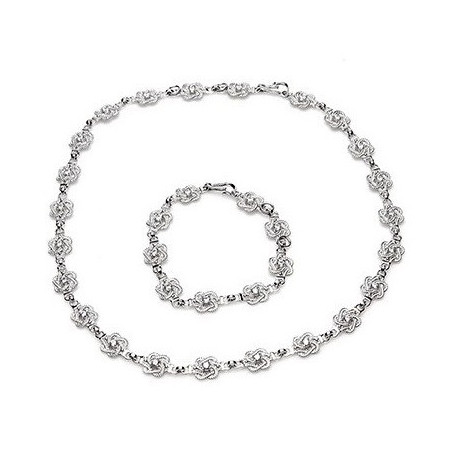 Zilveren mattenklopper sieradenset Swarovski