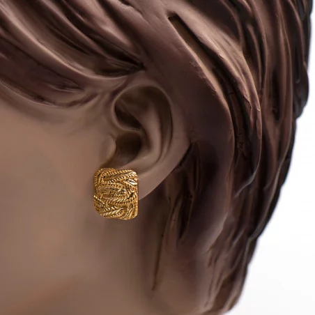 18K gouden mattenklopper oorbellen | Mattenklopper oorbellen 18K | Surinaams goud